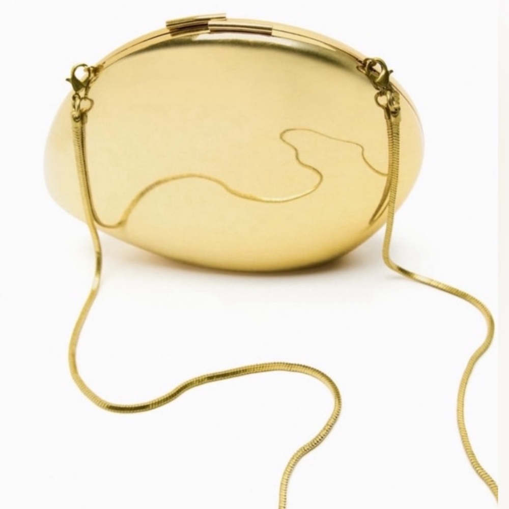 Zara Gold Metallic Clutch Bag